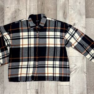 Madewell Plaid Shirt in Black, Cream, and Brown, sz M